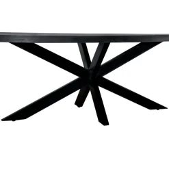 Livingfurn - Zwart Ovale Eetkamertafel - - Mango Hout - 210 cm