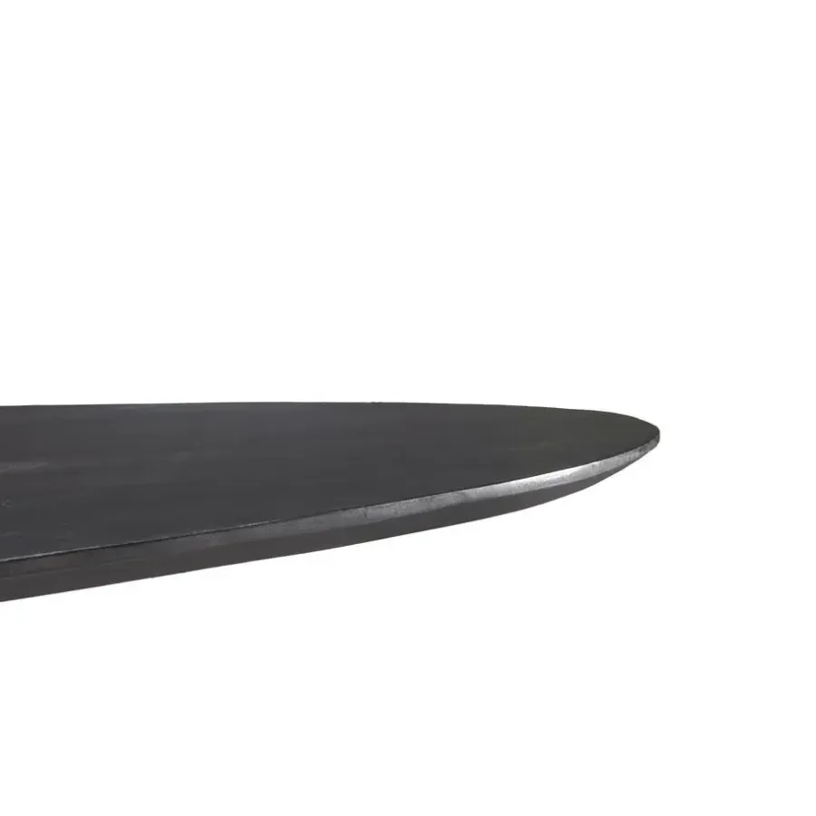 Industriële Eettafels|Ovale Eettafels-Livingfurn - Zwarte Eetkamertafel Oslo Ovaal - Acasia Hout - 240cm