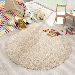 Muratap Loca Shaggy Rond Vloerkleed Beige Hoogpolig - 150 CM ROND