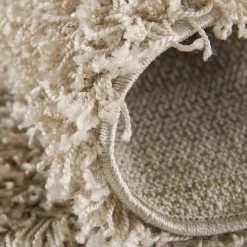Muratap Loca Shaggy Rond Vloerkleed Beige Hoogpolig - 150 CM ROND