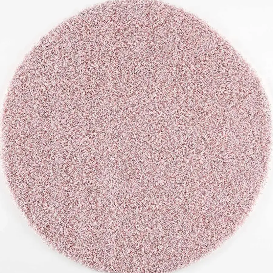 Muratap Loca Shaggy Rond Vloerkleed Licht Roze Hoogpolig - 120 CM ROND