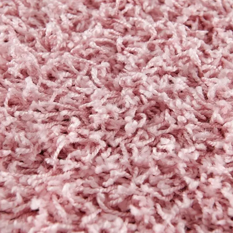 Muratap Loca Shaggy Rond Vloerkleed Licht Roze Hoogpolig - 120 CM ROND