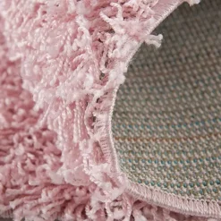 Muratap Loca Shaggy Rond Vloerkleed Licht Roze Hoogpolig - 150 CM ROND