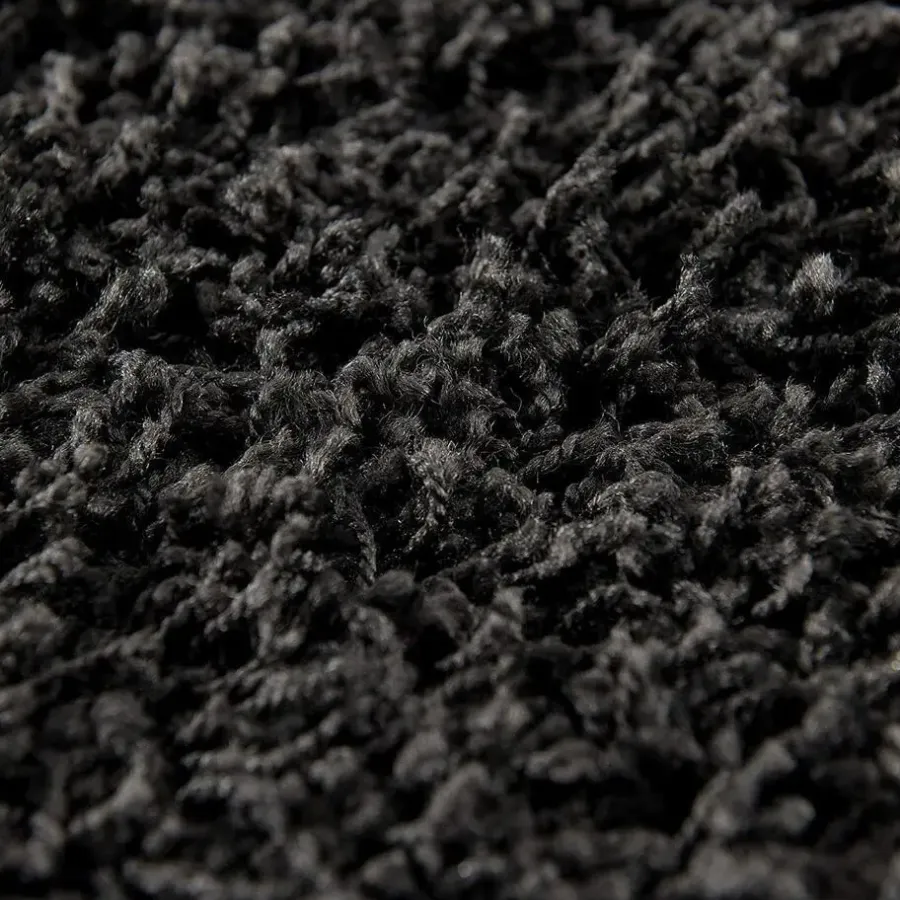 Hoogpolige Vloerkleden|Ronde Vloerkleden-Muratap Loca Shaggy Rond Vloerkleed Zwart Hoogpolig - 120 CM ROND