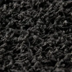 Hoogpolige Vloerkleden|Ronde Vloerkleden-Muratap Loca Shaggy Rond Vloerkleed Zwart Hoogpolig - 120 CM ROND