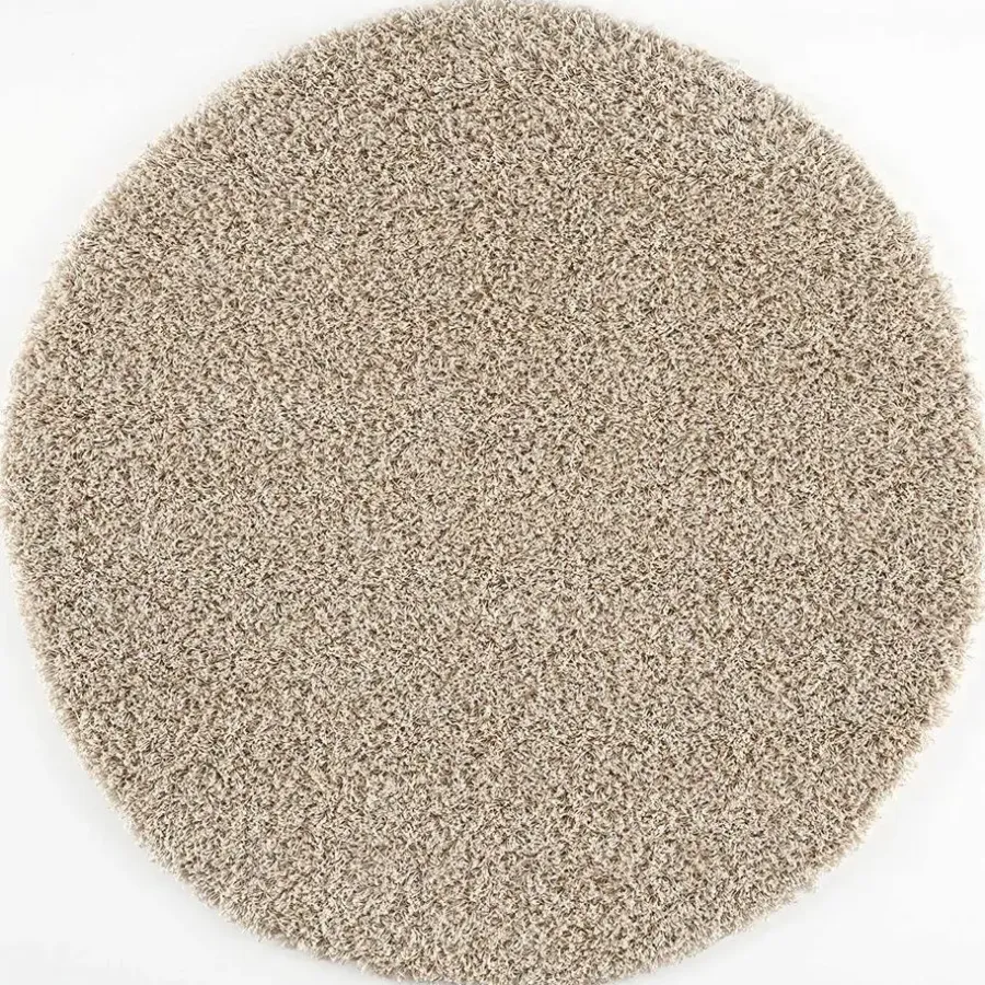 Ronde Vloerkleden|Hoogpolige Vloerkleden-Muratap Loca Shaggy Rond Vloerkleed Beige Hoogpolig - 120 CM ROND