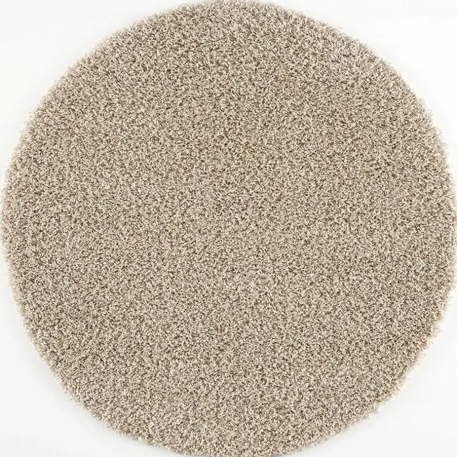 Ronde Vloerkleden|Hoogpolige Vloerkleden-Muratap Loca Shaggy Rond Vloerkleed Beige Hoogpolig - 120 CM ROND