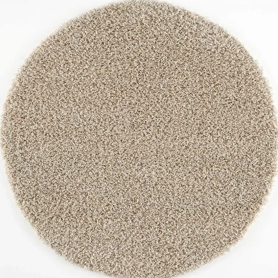 Ronde Vloerkleden|Hoogpolige Vloerkleden-Muratap Loca Shaggy Rond Vloerkleed Beige Hoogpolig - 120 CM ROND