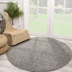 Muratap Loca Shaggy Rond Vloerkleed Lichtgrijs Hoogpolig - 150 CM ROND