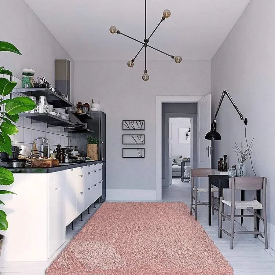 Hoogpolige Vloerkleden-Muratap Loca Shaggy Vloerkleed – Modern Uni Effen – Roze Hoogpolig & Zacht - 160x230 CM