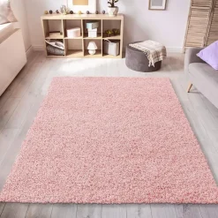 Hoogpolige Vloerkleden-Muratap Loca Shaggy Vloerkleed – Modern Uni Effen – Roze Hoogpolig & Zacht - 200x290 CM