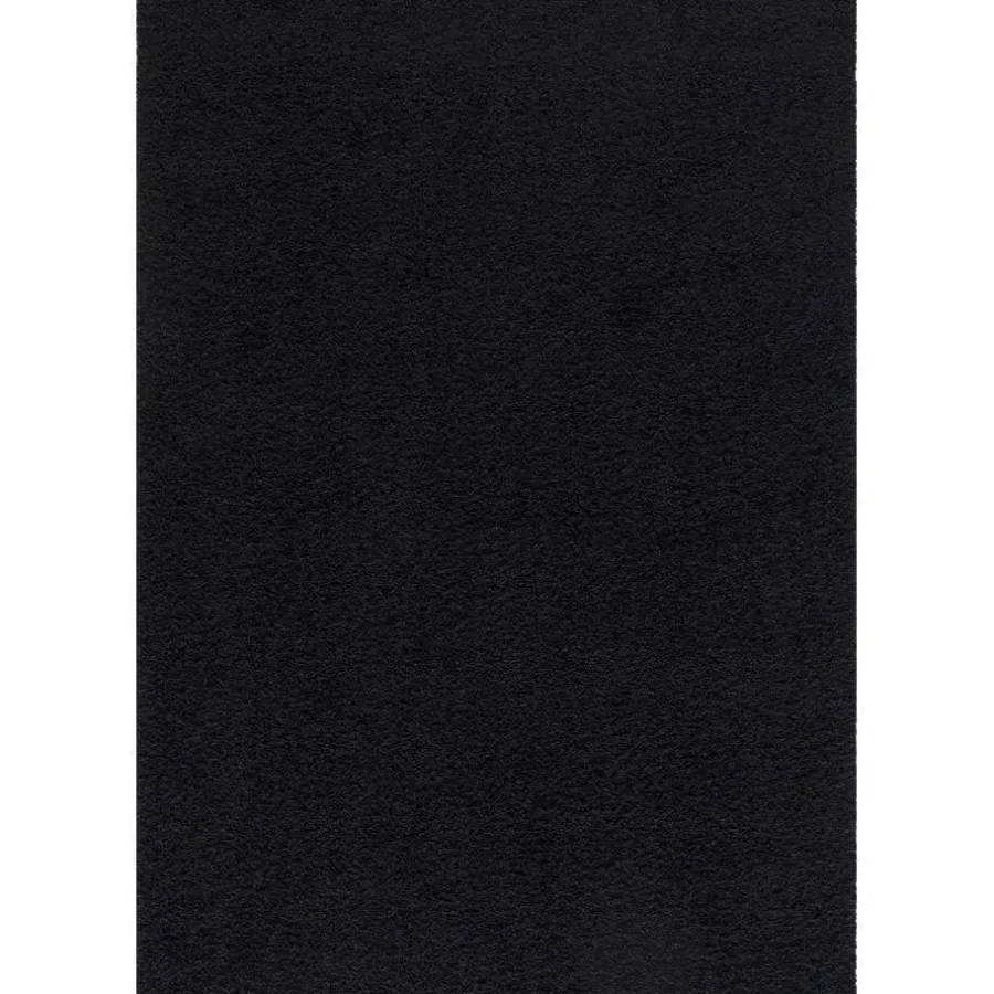 Hoogpolige Vloerkleden-Muratap Loca Shaggy Vloerkleed – Modern Uni Effen – Zwart Hoogpolig & Zacht - 120x170 CM