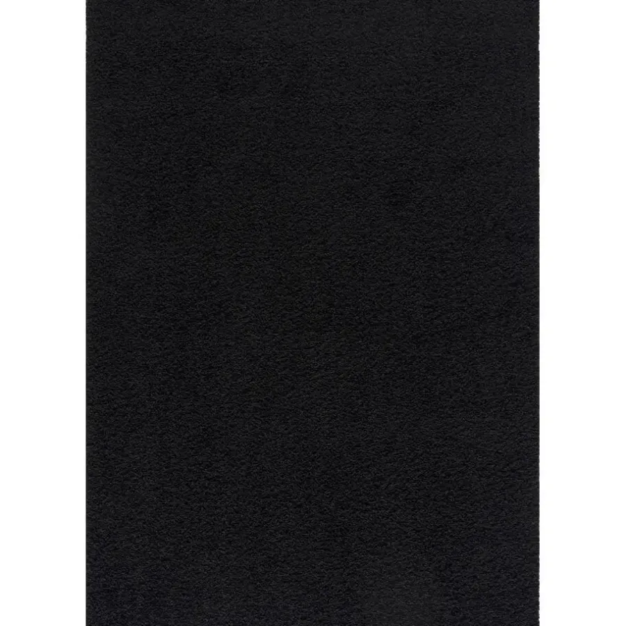 Muratap Loca Shaggy Vloerkleed – Modern Uni Effen – Zwart Hoogpolig & Zacht - 200x290 CM