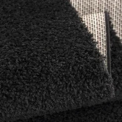 Muratap Loca Shaggy Vloerkleed – Modern Uni Effen – Zwart Hoogpolig & Zacht - 200x290 CM