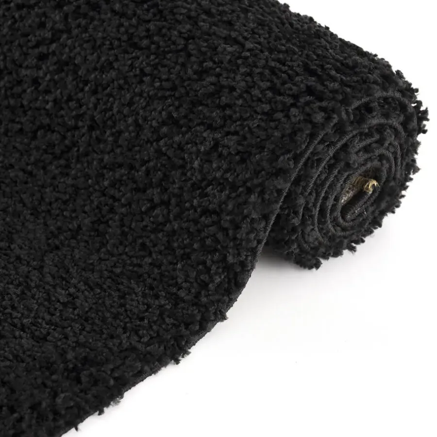 Muratap Loca Shaggy Vloerkleed – Modern Uni Effen – Zwart Hoogpolig & Zacht - 200x290 CM