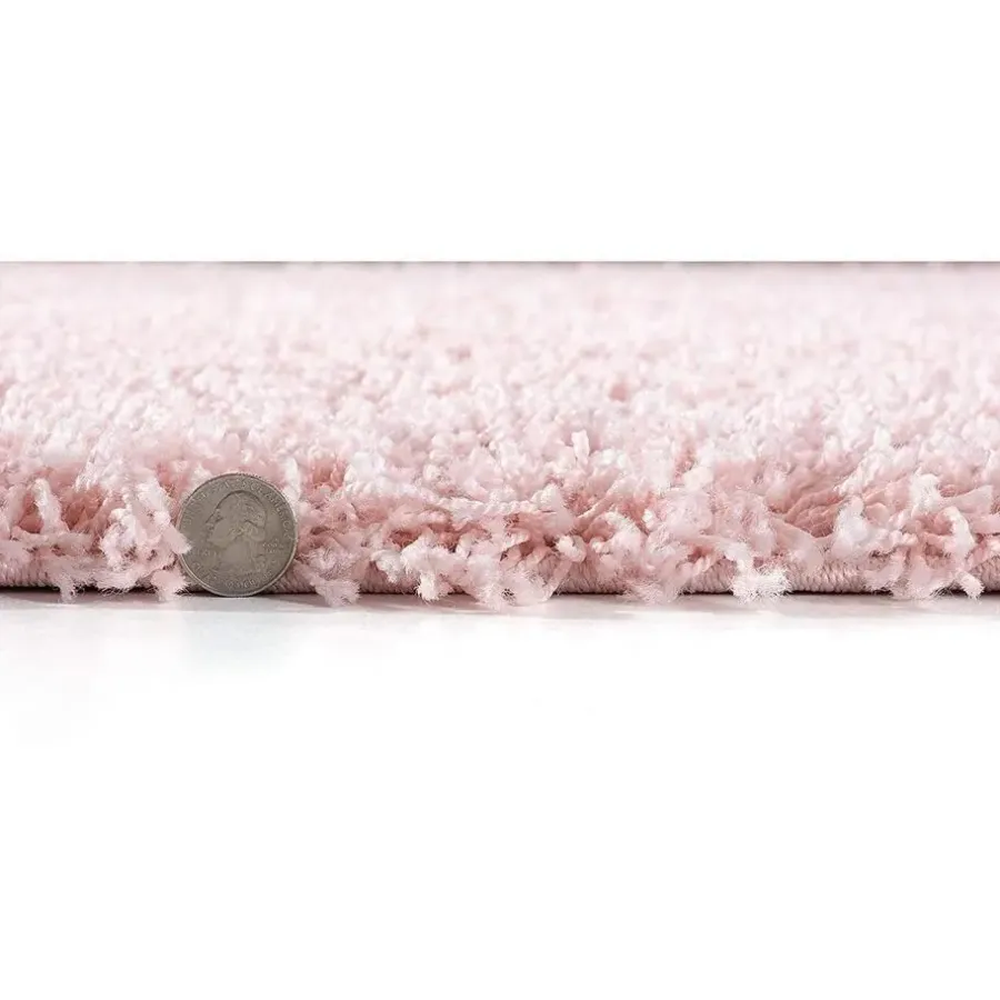 Muratap Loca Shaggy Vloerkleed – Modern Uni Effen – Roze Hoogpolig & Zacht - 120x170 CM