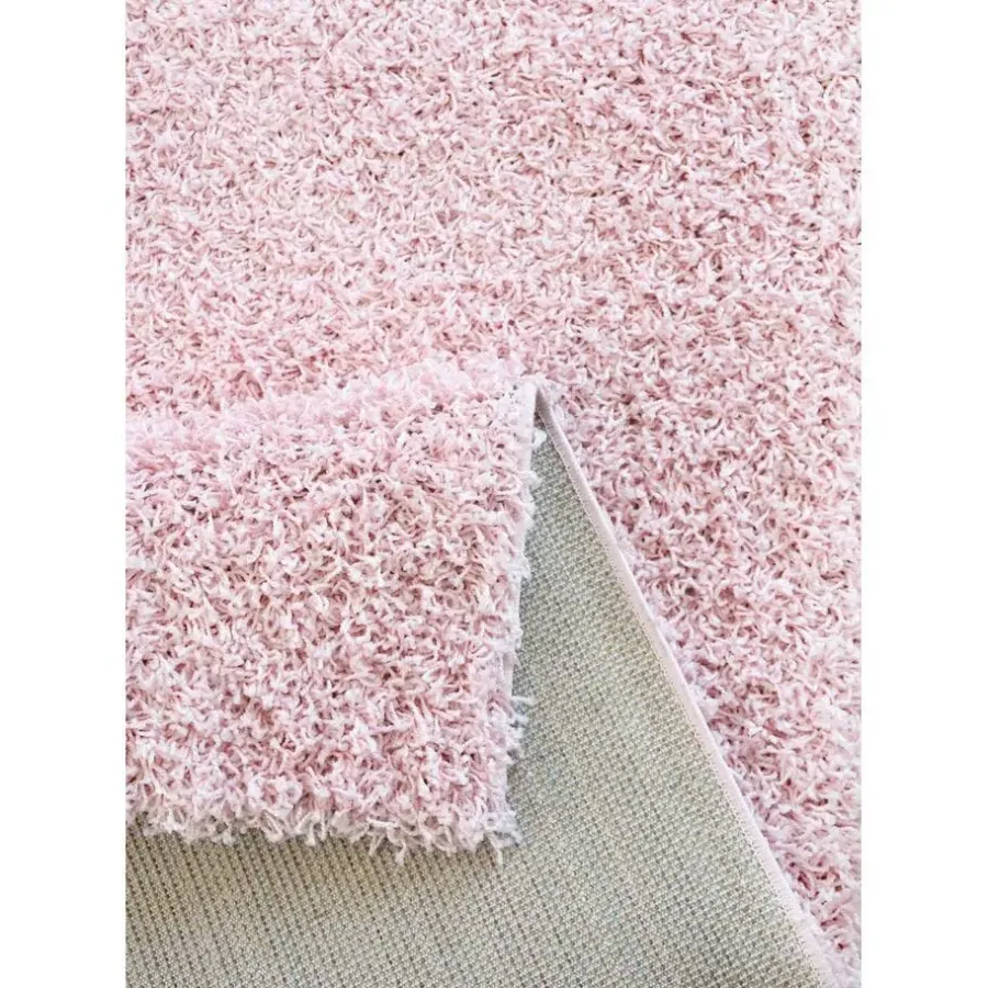 Muratap Loca Shaggy Vloerkleed – Modern Uni Effen – Roze Hoogpolig & Zacht - 120x170 CM