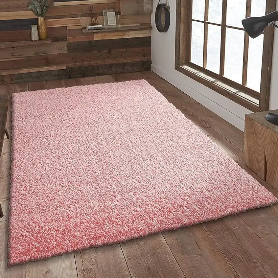 Muratap Loca Shaggy Vloerkleed – Modern Uni Effen – Roze Hoogpolig & Zacht - 120x170 CM