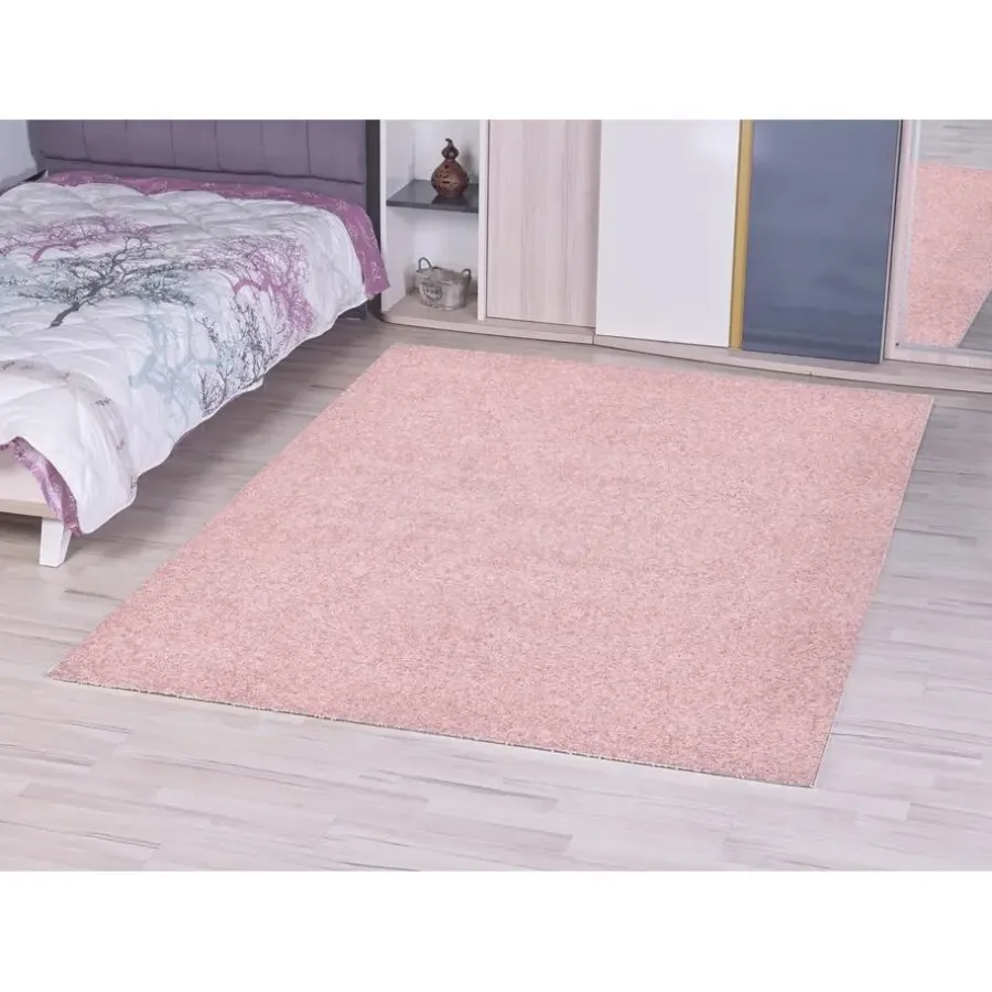 Muratap Loca Shaggy Vloerkleed – Modern Uni Effen – Roze Hoogpolig & Zacht - 120x170 CM