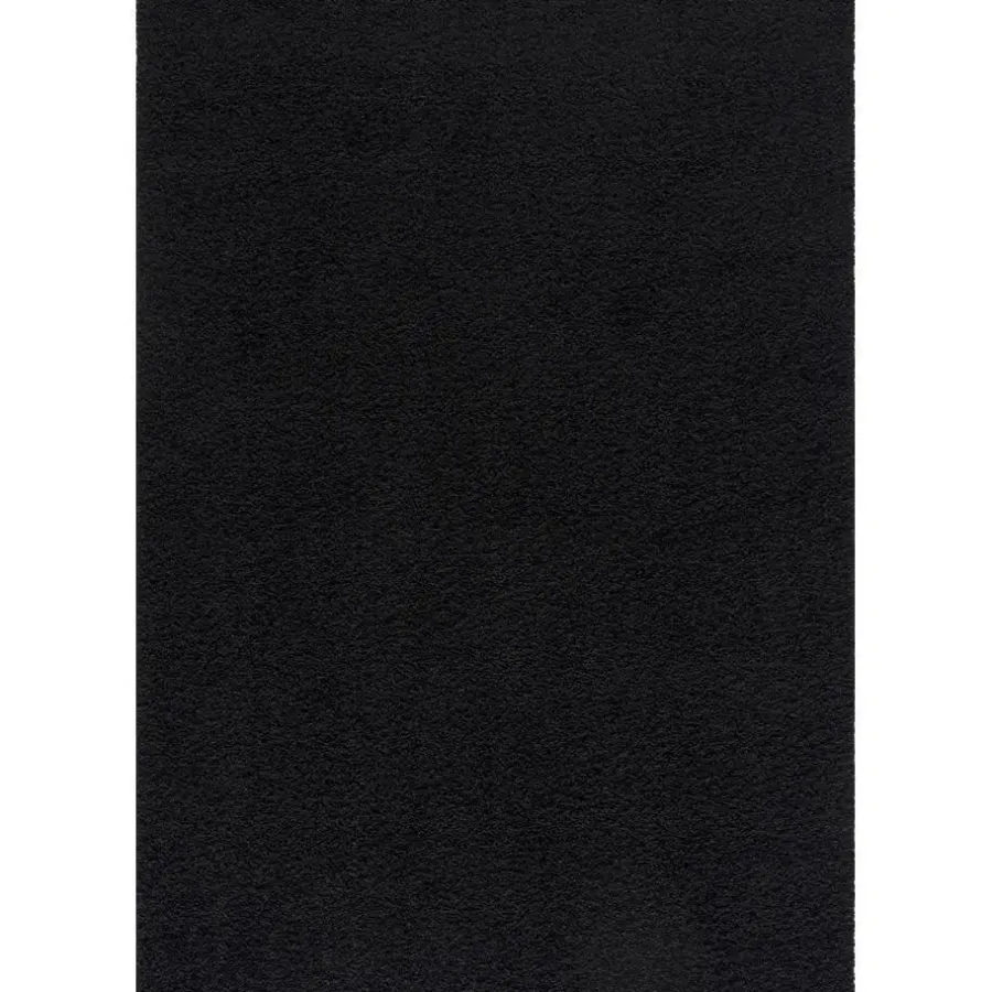 Hoogpolige Vloerkleden-Muratap Loca Shaggy Vloerkleed – Modern Uni Effen – Zwart Hoogpolig & Zacht - 160x230 CM
