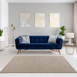 Hoogpolige Vloerkleden-Muratap Loca Shaggy Vloerkleed Beige Hoogpolig - 200x200 CM Vierkant