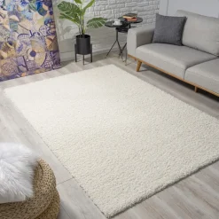 Hoogpolige Vloerkleden-Muratap Loca Shaggy Vloerkleed Creme Hoogpolig - 120x170 CM