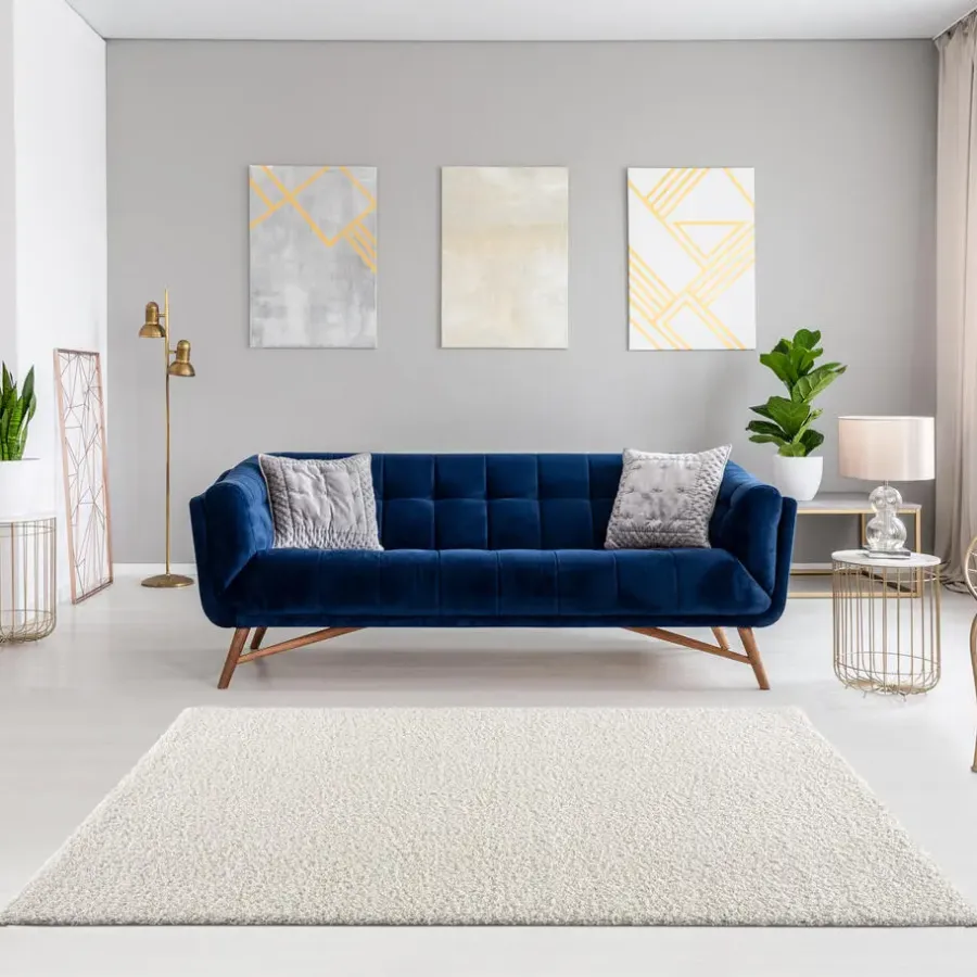 Muratap Loca Shaggy Vloerkleed Creme Hoogpolig - 200x200 CM Vierkant