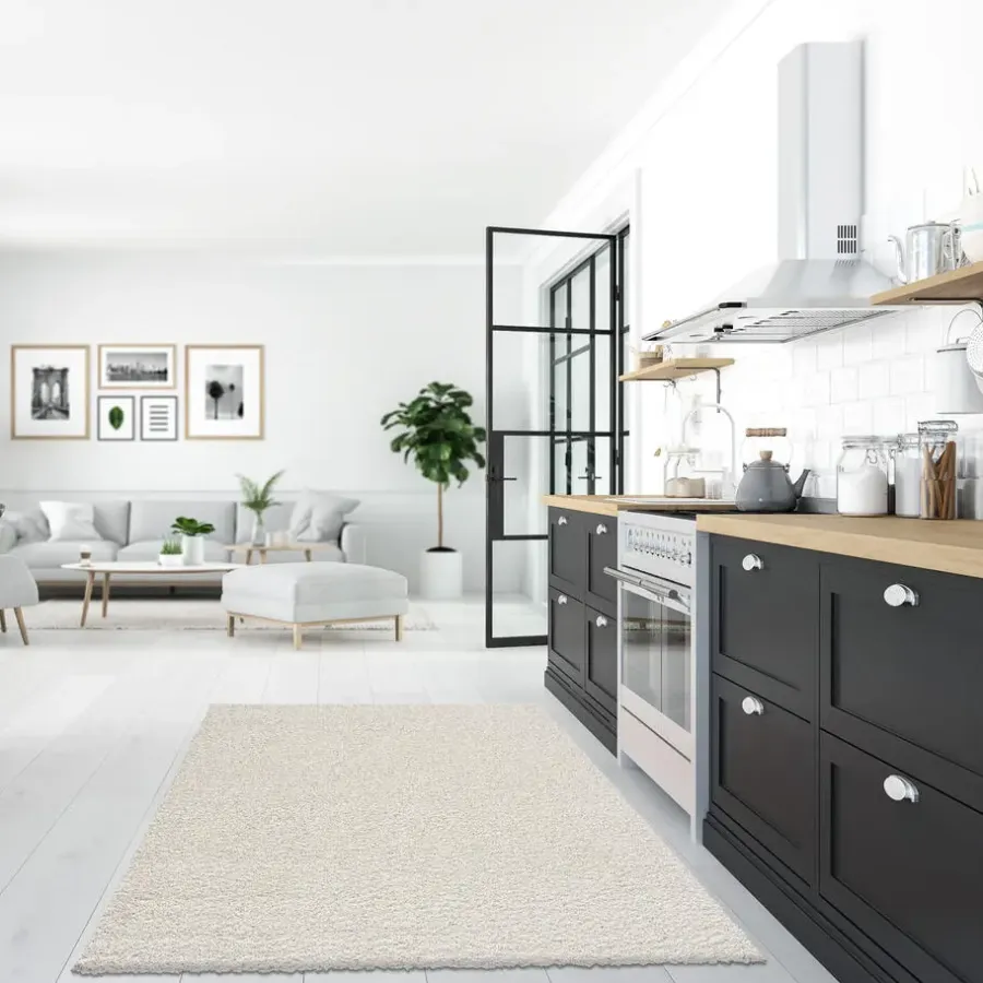 Muratap Loca Shaggy Vloerkleed Creme Hoogpolig - 200x200 CM Vierkant