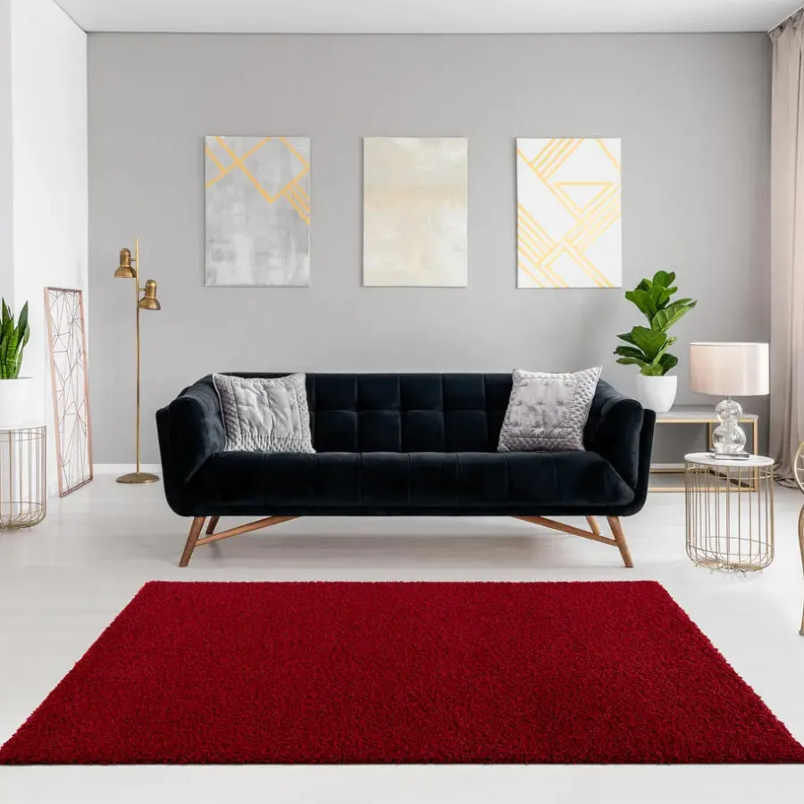 Hoogpolige Vloerkleden-Muratap Loca Shaggy Vloerkleed Rood Hoogpolig - 140x200 CM