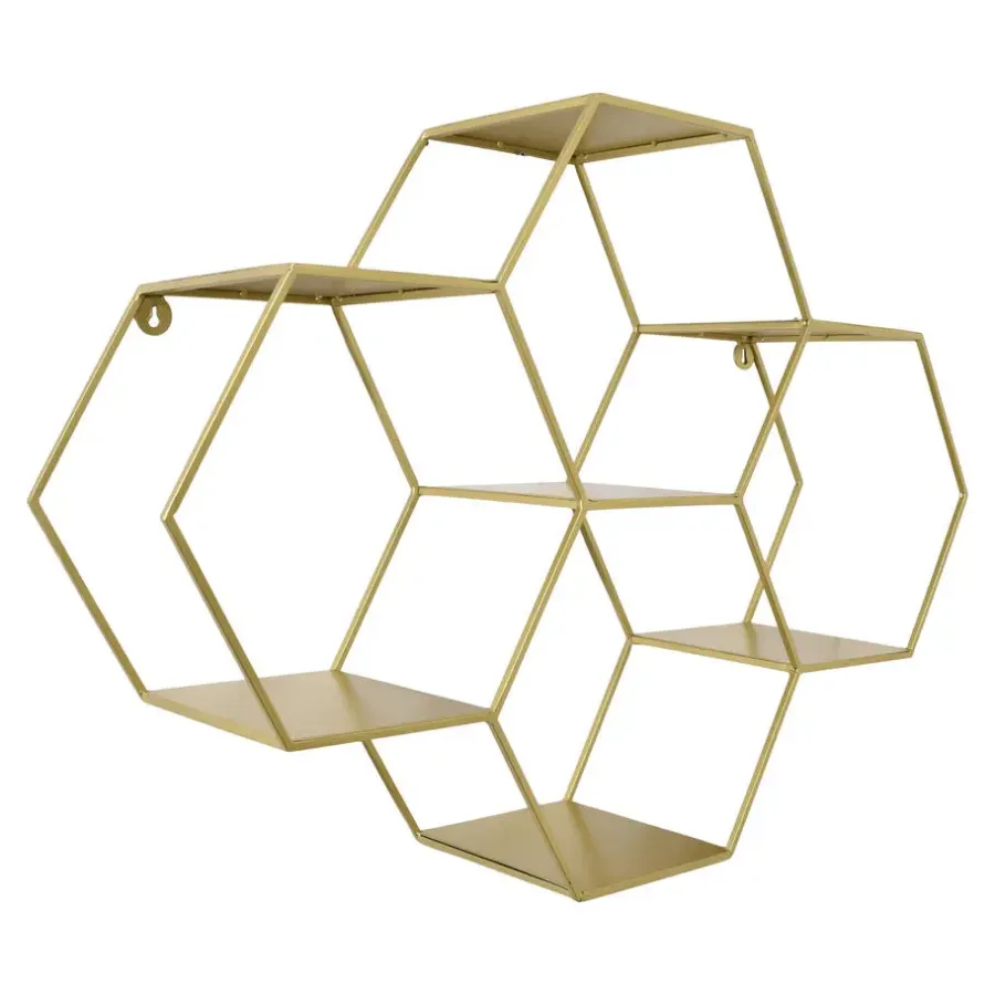 Wandrekken-Loft24 LOFT42 Hexagon Wandrek Zeshoekig - Goud - 57x80x20
