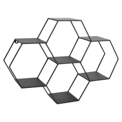 Wandrekken-Loft24 LOFT42 Hexagon Wandrek Zeshoekig - Zwart - 57x80x20