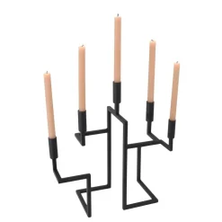 Kandelaars En Windlichten-Loft24 LOFT42 Hook Kandelaar - 5 Kaarsen - Metaal - Mat Zwart - 44x42x16