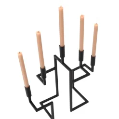 Kandelaars En Windlichten-Loft24 LOFT42 Hook Kandelaar - 5 Kaarsen - Metaal - Mat Zwart - 44x42x16