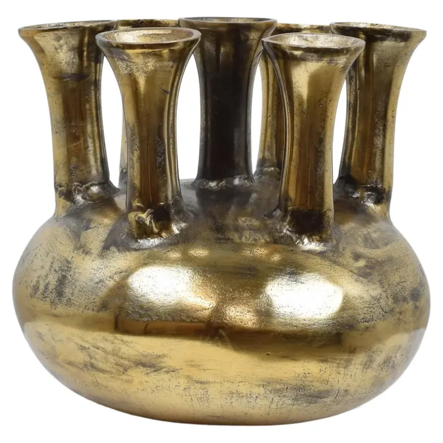 Vazen-Loft24 LOFT42 Jenna Tulpenvaas XL - 7 Toeters - Antique Goud - Aluminium