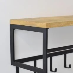 Loft24 LOFT42 Kapstok Ivory - Hout – Metaal – 6 haken en Roede - 80x36x30