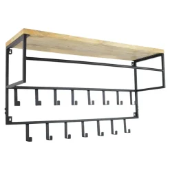 Kapstokken-Loft24 LOFT42 Petri Kapstok - 15 haken - Metaal - Zwart - 100x57x30