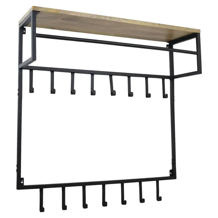 Kapstokken-Loft24 LOFT42 Petri XL Kapstok - 15 haken - Metaal - Zwart - 100x105x30