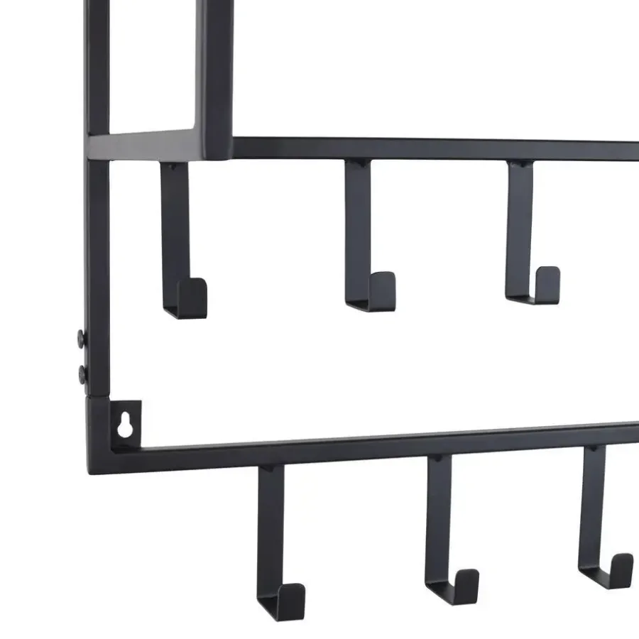 Kapstokken-Loft24 LOFT42 Petri XL Kapstok - 15 haken - Metaal - Zwart - 100x105x30