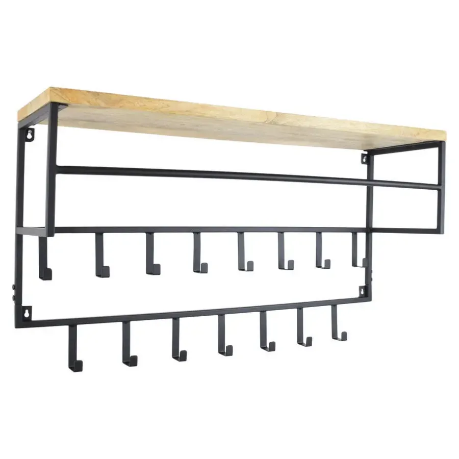 Kapstokken-Loft24 LOFT42 Petri XL Kapstok - 15 haken - Metaal - Zwart - 100x105x30