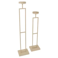 Kandelaars En Windlichten-Loft24 LOFT42 Vloerkandelaar Set Flame - Beige metaal