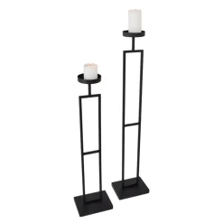 Kandelaars En Windlichten-Loft24 LOFT42 Vloerkandelaar Set Flame - Zwart metaal