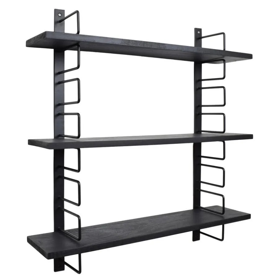 Loft24 LOFT42 Wandrek Zwart - Mangohout – Metaal - 64x13x74
