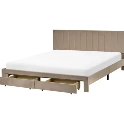 Leen Bakker LONZAC - Bed met opbergruimte - Taupe - 180 x 200 cm - Fluweel