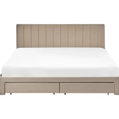 Leen Bakker LONZAC - Bed met opbergruimte - Taupe - 180 x 200 cm - Fluweel