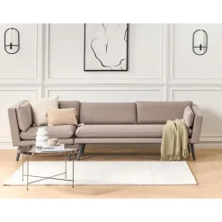 Loungebanken-Beliani LORETELLO - Loungebank 3-zits - Beige - Links - Polyester