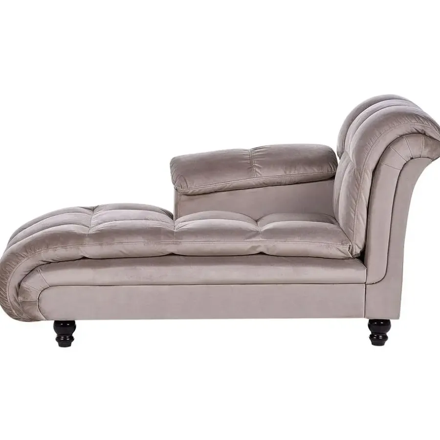 Beliani LORMONT - Chaise longue - Taupe - Rechterzijde - Fluweel
