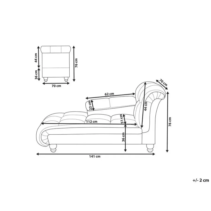 Beliani LORMONT - Chaise longue - Taupe - Rechterzijde - Fluweel