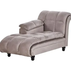 Beliani LORMONT - Chaise longue - Taupe - Rechterzijde - Fluweel