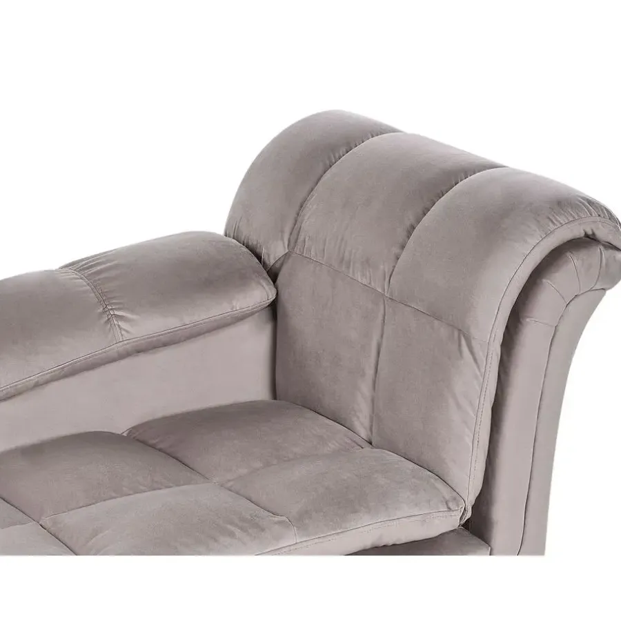 Beliani LORMONT - Chaise longue - Taupe - Rechterzijde - Fluweel