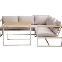 Loungesets|Loungesets-Leen Bakker Lounge dining hoekset Sevilla - zand/metaal